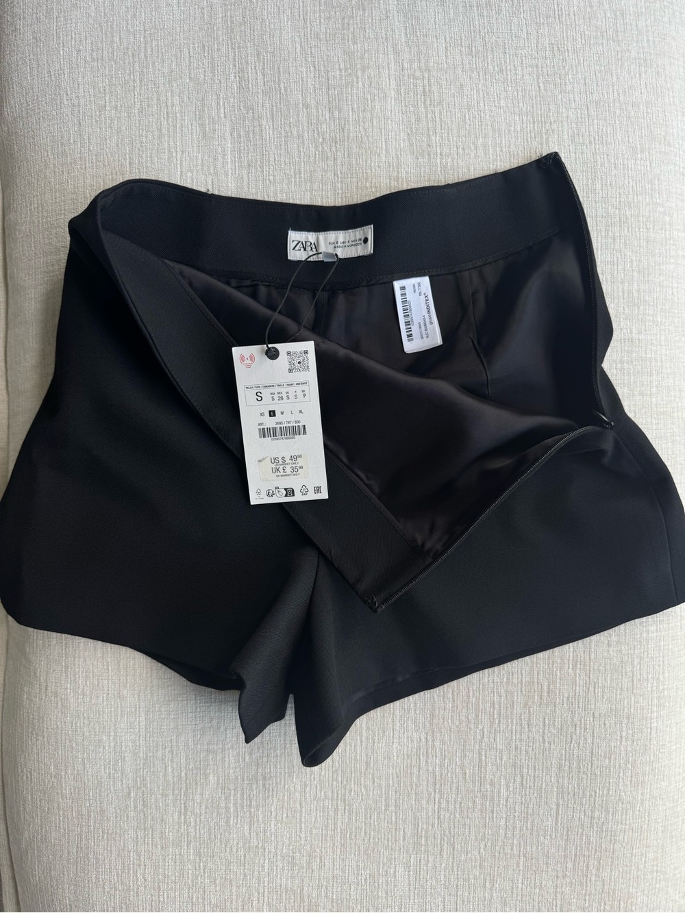 Zara Black Women's High-Waist Tailored Shorts NWT